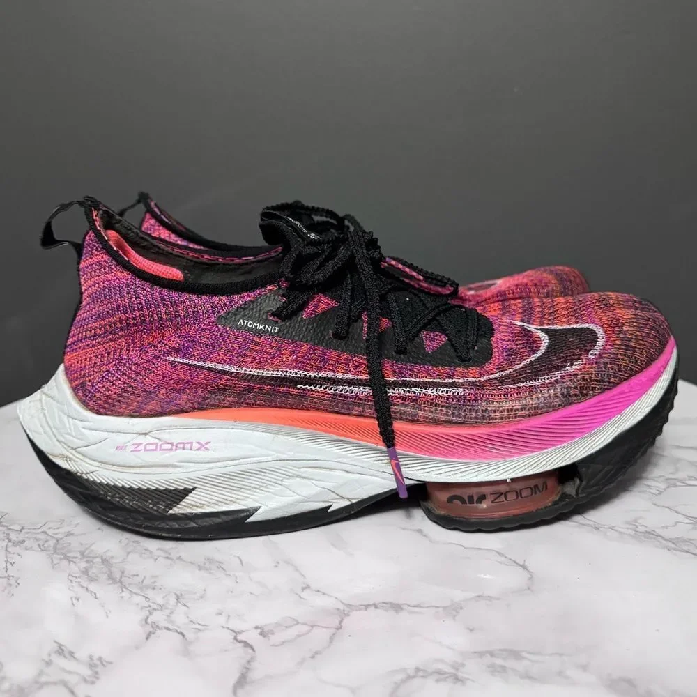 Nike Women's Pink Multi Flyknit Running Shoes - Picture 3 of 11